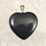 H&E社 ブラックアゼツライト(AZOZEO) 25mmハートペンダントトップ 証明書付 7.1g (ID:96831)