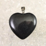 H&E社 ブラックアゼツライト(AZOZEO) 25mmハートペンダントトップ 証明書付 7.1g (ID:96831)