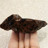 北海道産 オブシディアン 黒曜石 花十勝 98mm原石 143g (ID:97358)