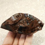 北海道産 オブシディアン 黒曜石 花十勝 98mm原石 143g (ID:97358)