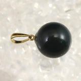 島根県 出雲碧玉 出雲石 SA 11mm玉 ペンダントトップ　K18YG ディレクトリーカード付 (ID:97480)