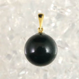 島根県 出雲碧玉 出雲石 SA 11mm玉 ペンダントトップ　K18YG ディレクトリーカード付 (ID:97480)