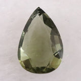 モルダバイト AAA 9.8mmペアシェイプ ファセットカット ルース ディレクトリカード付 1.37ct (ID:97582)