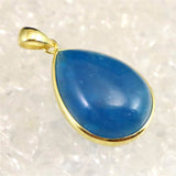 ブルーアパタイト AAA  22mmペアシェイプ ペンダントトップ 18KGP  6.4g (ID:97850)