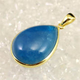 ブルーアパタイト AAA  22mmペアシェイプ ペンダントトップ 18KGP  6.4g (ID:97850)