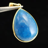 ブルーアパタイト AAA  22mmペアシェイプ ペンダントトップ 18KGP  6.4g (ID:97850)