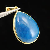 ブルーアパタイト AAA  22mmペアシェイプ ペンダントトップ 18KGP  6.4g (ID:97850)