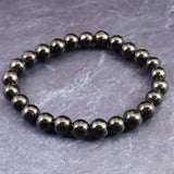 ノーブルシュンガイト  エリートシュンガイト　8mm玉ブレスレット 12.81g (ID:98095)