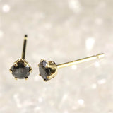 天然ブラックダイヤモンド 3mmラウンドカット ピアス  K18YG  0.42g (ID:39015)