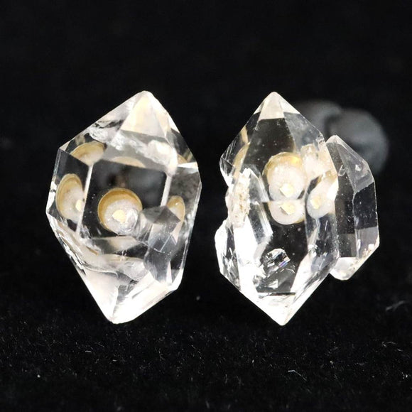 米国NY州産 ハーキマーダイヤモンド 原石 AAA ピアス K18YG 1.11g (ID:39105)
