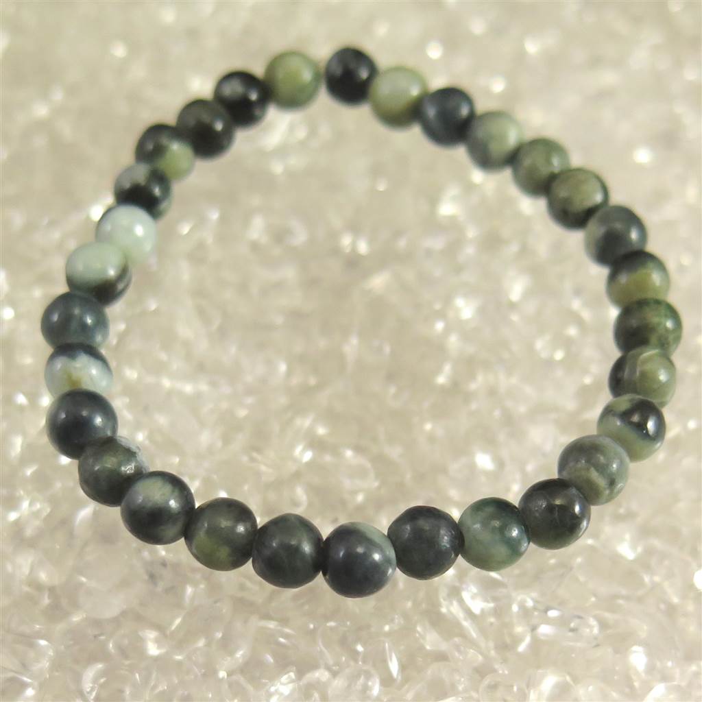 糸魚川翡翠 ヒスイ 緑 6mm玉ブレスレット ディレクトリカード付 8.6g