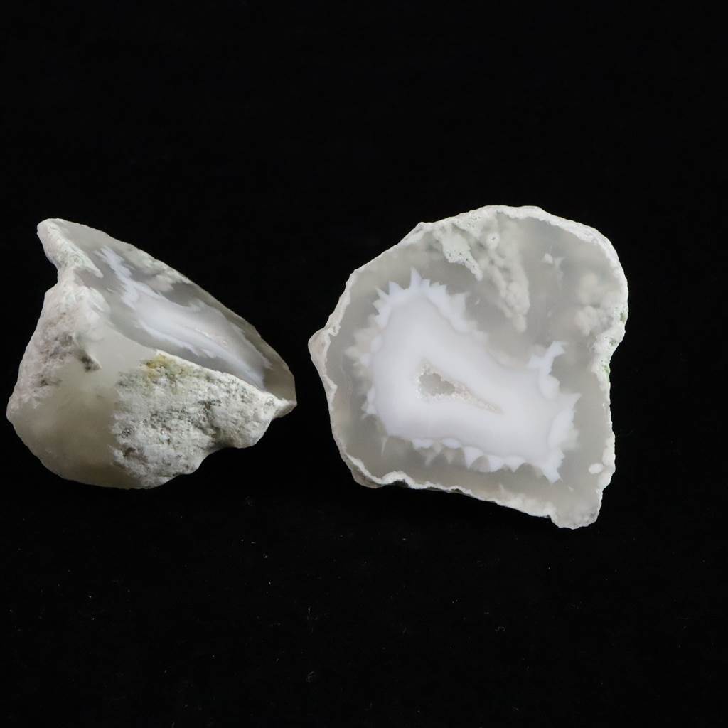 天然石メノウ花 北海道 花石メノウ 瑪瑙 AAAグレード 原石 片面磨き ペア 77.6g