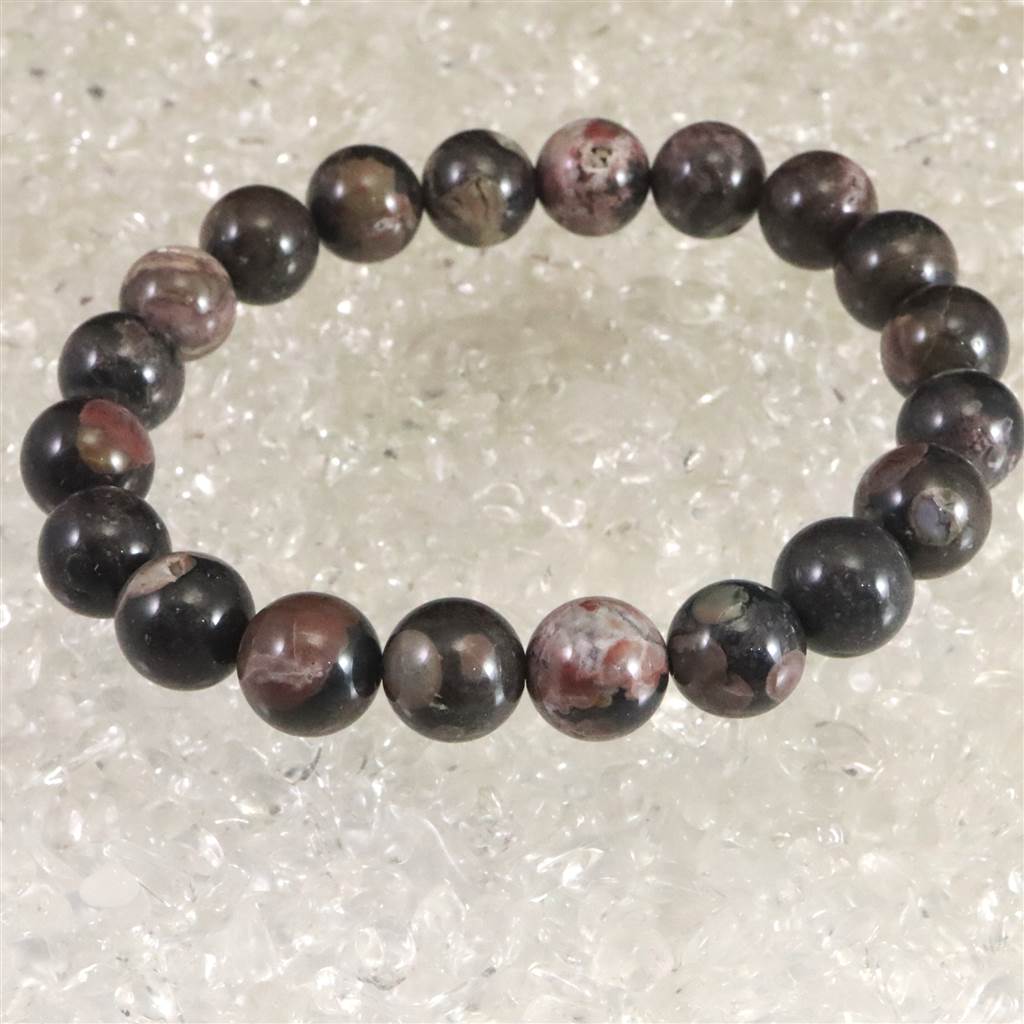 北海道産 牡丹石 10mm玉ブレスレット 証明書付 26.8g (ID:86557