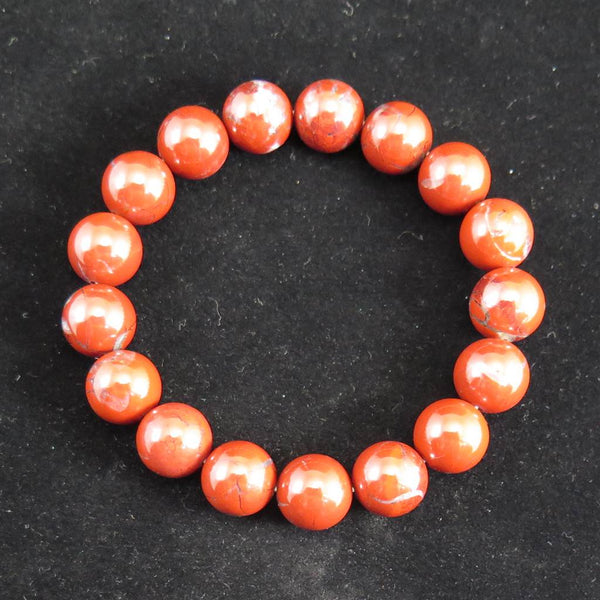 佐渡 赤玉石 12mm玉ブレスレット 証明書付 49.3g (ID:88617) | 榎本通商