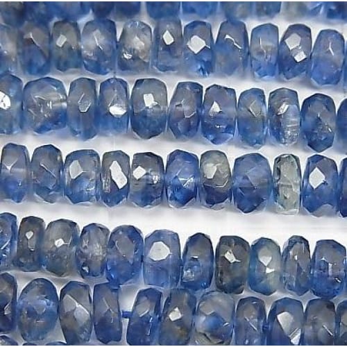 宝石質カイヤナイトAAA　ボタンカット ビーズ　1/2連（約19cm） (ID:40664) - 榎本通商