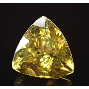 宝石質スフェーン　5A　イエローグリーン　7㎜ トリリアントミックスカット　ルース 1.681ct　（鑑別メモ付） 