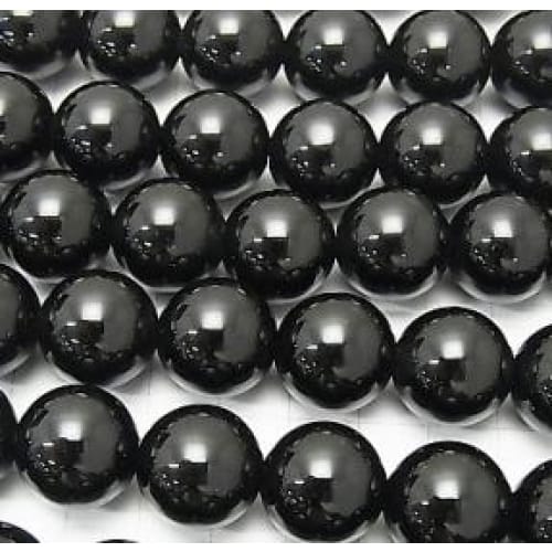 チベット産モリオン（黒水晶）AAA　ラウンド16mm　1/2連（約18cm）　 (ID:76045) - 榎本通商