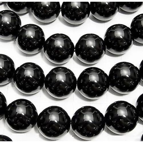 チベット産モリオン（黒水晶）AAA　ラウンド18mm　1/2連（約17cm） (ID:31716) - 榎本通商